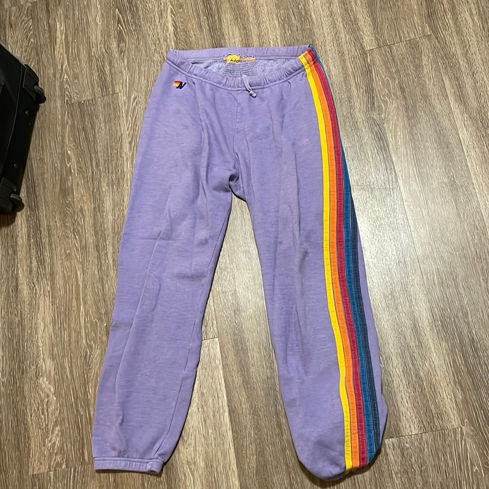Purple stripe aviator nation sweatpants